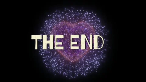 Vintage the end text overlay heart shaped galaxy starfield with twinkling Stock Footage 340940389