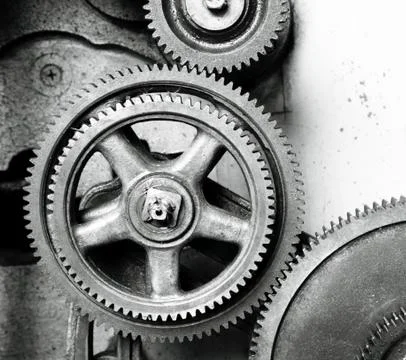 Vintage engineering, old gear machine Stock Photos