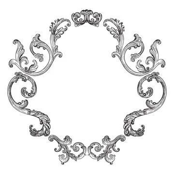 Vintage engraving baroque frame vector art isolated illustration Stock Illustration