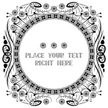 Vintage ethnic frame rounded  Illustrazione stock