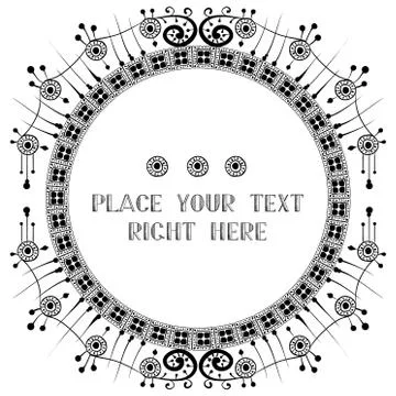 Vintage ethnic frame rounded  Illustrazione stock