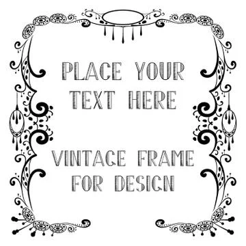 Vintage ethnic frames curly Illustrazione stock