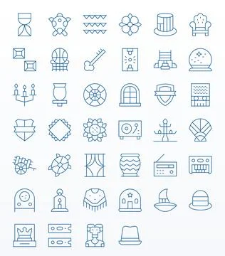 Vintage Exclusive Vector Set featuring 40 Thin Line Grid Fitted 256x256 Icons Stock Illustration