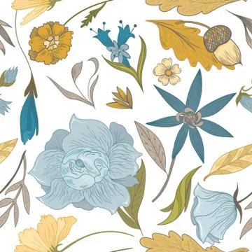 Vintage Fall Floral Pattern Stock Illustration
