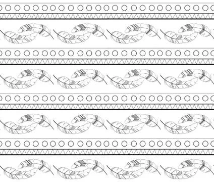 Vintage feather pattern with lline and circles Illustrazione stock