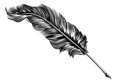 Vintage feather quill pen illustration Stock Illustration