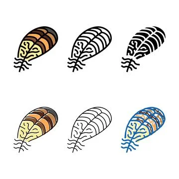 Vintage feather stylized soft fluffy color icon vector Stock Illustration