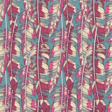 Vintage feathers seamless pattern Stock Illustration