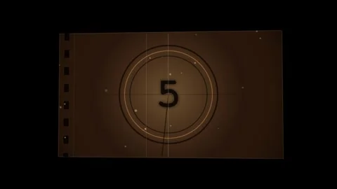 Vintage Film Countdown Clock 5 to 0 Retro Leader Animation Stock Footage 342797438