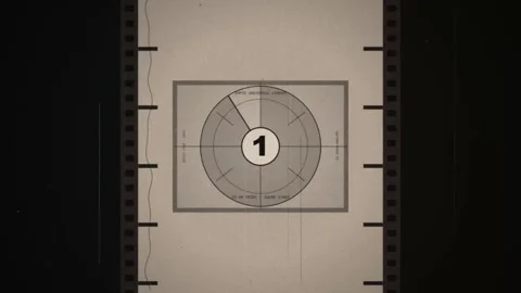 Vintage Film Countdown Clock 5 to 0 Retro Leader Animation Video stock 342797446