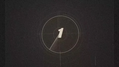 Vintage Film Countdown Clock 5 to 0 Retro Leader Animation Stock Footage 342797453