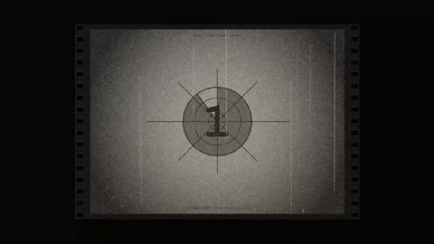 Vintage Film Countdown Clock 5 to 0 Retro Leader Animation Video stock 342797454