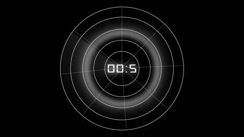 Vintage film countdown timer with concentric circles and digital numbers Ke.. Stock Footage 340998032