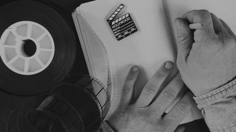 Vintage filmmaker desktop Stock Footage