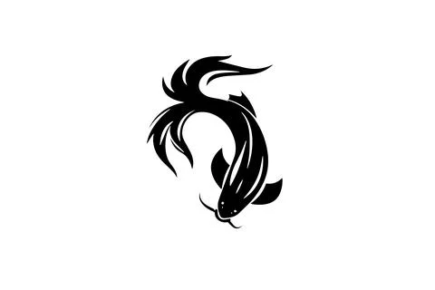 Vintage Fish Vector Logo: Simple Silhouette Icon. Seafood symbol. Stock Illustration