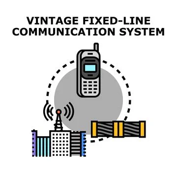 Vintage fixed line communication system evolution connecting networks Stock Illustration