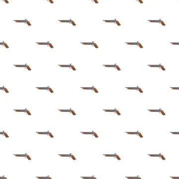 Vintage flintlock pistols repeating pattern on white background Stock Illustration
