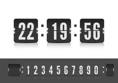 Vintage flip clock time counter vector template. Scoreboard countdown number Stock Illustration