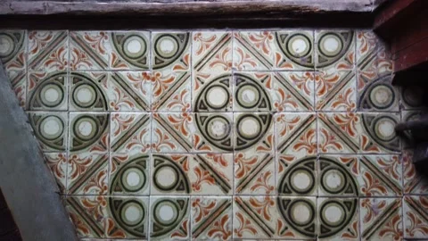 Vintage floor ceramic tiles pattern view from above Stock Footage 153418399
