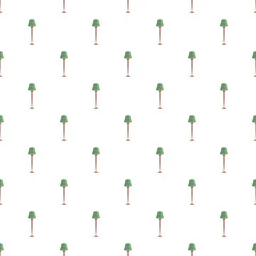 Vintage floor lamps repeating pattern on white background Stock Illustration