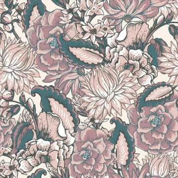 Vintage floral baroque seamless pattern Stock Illustration