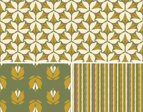 Vintage Floral Harmony Seamless Pattern Collection Stock Illustration