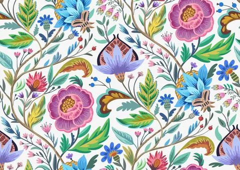 Vintage floral ornamental pattern ni victorian style for decor, wallpaper Illustrazione stock