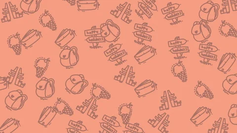 Vintage floral pattern on peach background Vidéo 328441122