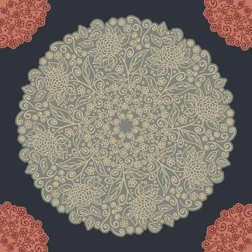 Vintage floral pattern round shape Ilustração Stock