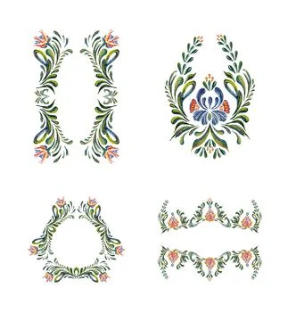 Vintage floral pattern set イラスト素材