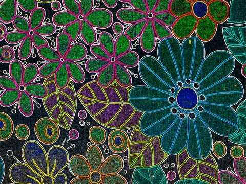 Vintage floral pattern wallpaper texture background neon lights Illustrazione stock