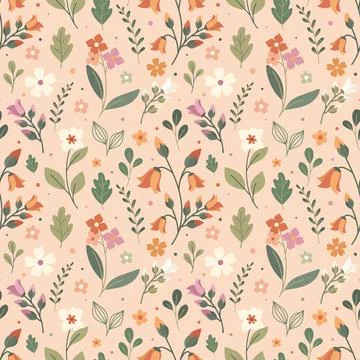 Vintage floral seamless pattern. Cute romantic wildflowers pattern. Stock Illustration
