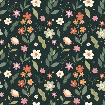 Vintage floral seamless pattern. Cute romantic wildflowers pattern Stock Illustration