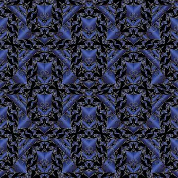 Vintage floral seamless pattern. Dark blue vector 3d background. Damask flowe Ilustración de archivo
