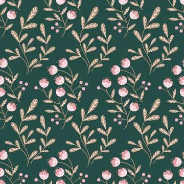 Vintage floral seamless pattern features charming blossoms and lush leaves Stock Illustration