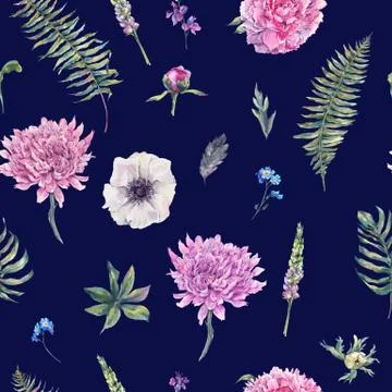 Vintage floral seamless pattern Stock Illustration