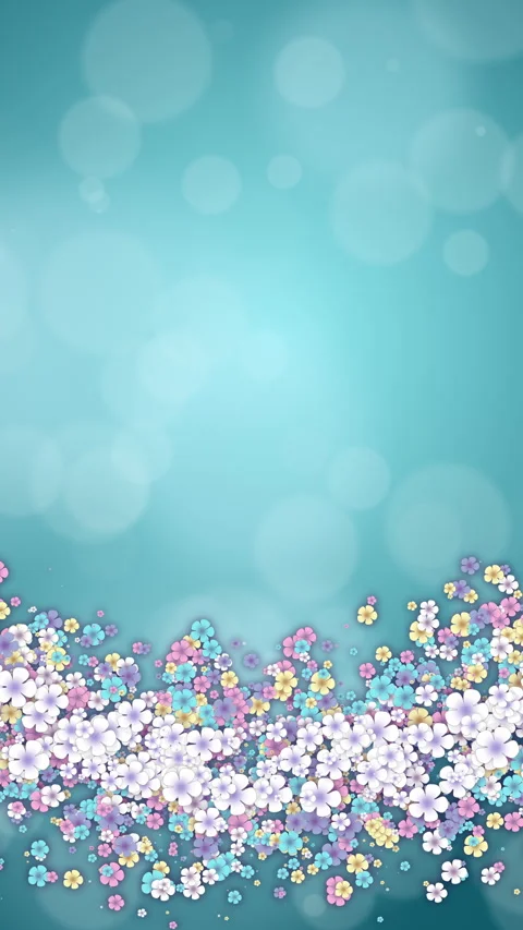 Vintage floral spring loop animation. Flowers pattern with small white flowers Stock Footage 302302503