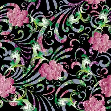 Vintage floral vector seamless pattern.  Colorful flourish backg Stock Illustration