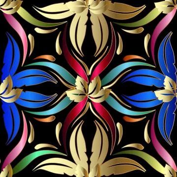 Vintage floral vector seamless pattern. Hand drawn baroque style Illustrazione stock