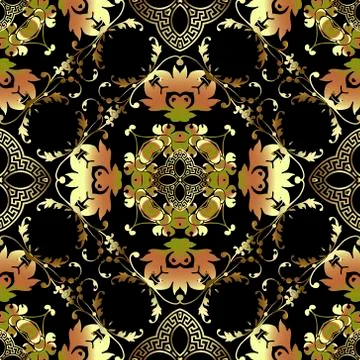 Vintage floral vector seamless pattern. Ornamental baroque style background.  스톡 일러스트
