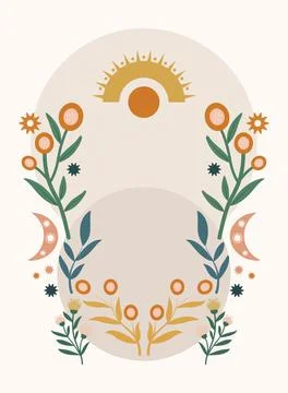 Vintage Flower Border template background Stock Illustration