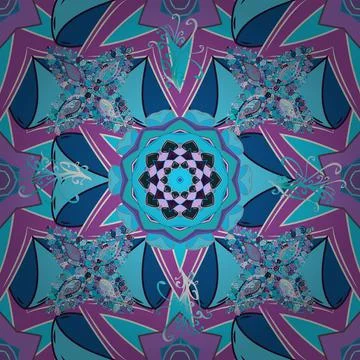 Vintage flower design elements. Vector illustration. Blue, neutral and violet cu 库存插图