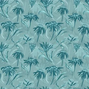 Vintage flower turquoise pattern Stock Illustration