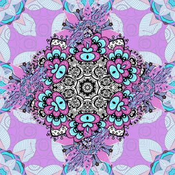 Vintage flowery pattern. Vector frourish texture. Soft tile. Seamless floral bac Stock Illustration