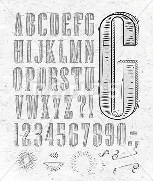 Vintage font letters Stock Illustration