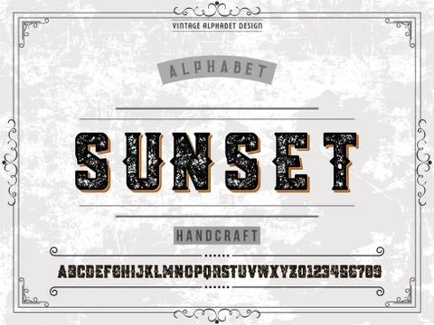 Vintage Font.alphabet.Typeface.Script.Shadow Effect.Handcrafted handwritten v Illustrazione stock
