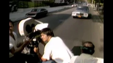 Vintage footage of old Filming of Car Chase New York City Stock Footage
