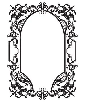 Vintage frame and border in retro antique style, a hand drawn rectangle Stock Illustration
