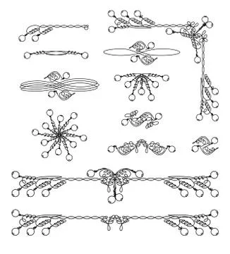 Vintage frame and scroll graphic elements set. Classical page decorations col Stock Illustration