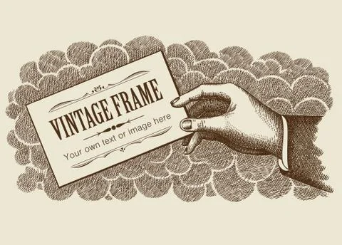 Vintage frame background with hand vector 库存插图